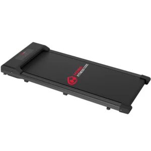 Tapis de marche Home Fitness Code compact et moderne, conçu pour une utilisation discrète à domicile ou au bureau. Offrant une surface de marche confortable, ce tapis est idéal pour rester actif tout en optimisant l'espace disponible.