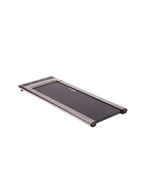 Tapis de marche HMS ultramince et inclinable, parfait pour un usage au bureau ou à domicile. Design plat et élégant, facile à ranger sous un meuble. Idéal pour des séances d'exercice discrètes et efficaces.